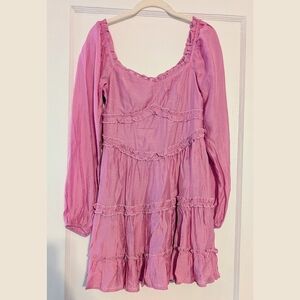 FRANCESCA'S pink ruffled mini dress